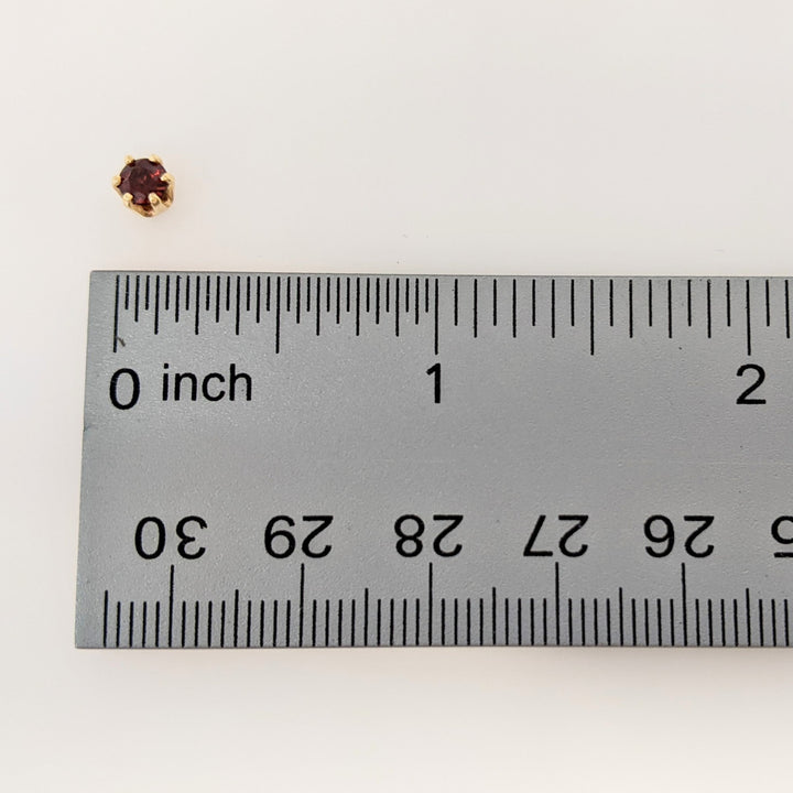 14K GARNET ROUND 4MM ESTATE STUD EARRINGS 0.9 GRAMS