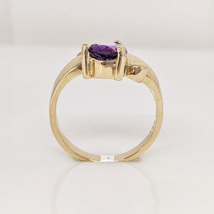 14K AMETHYST PEAR 6X8 ESTATE RING 3.4 GRAMS