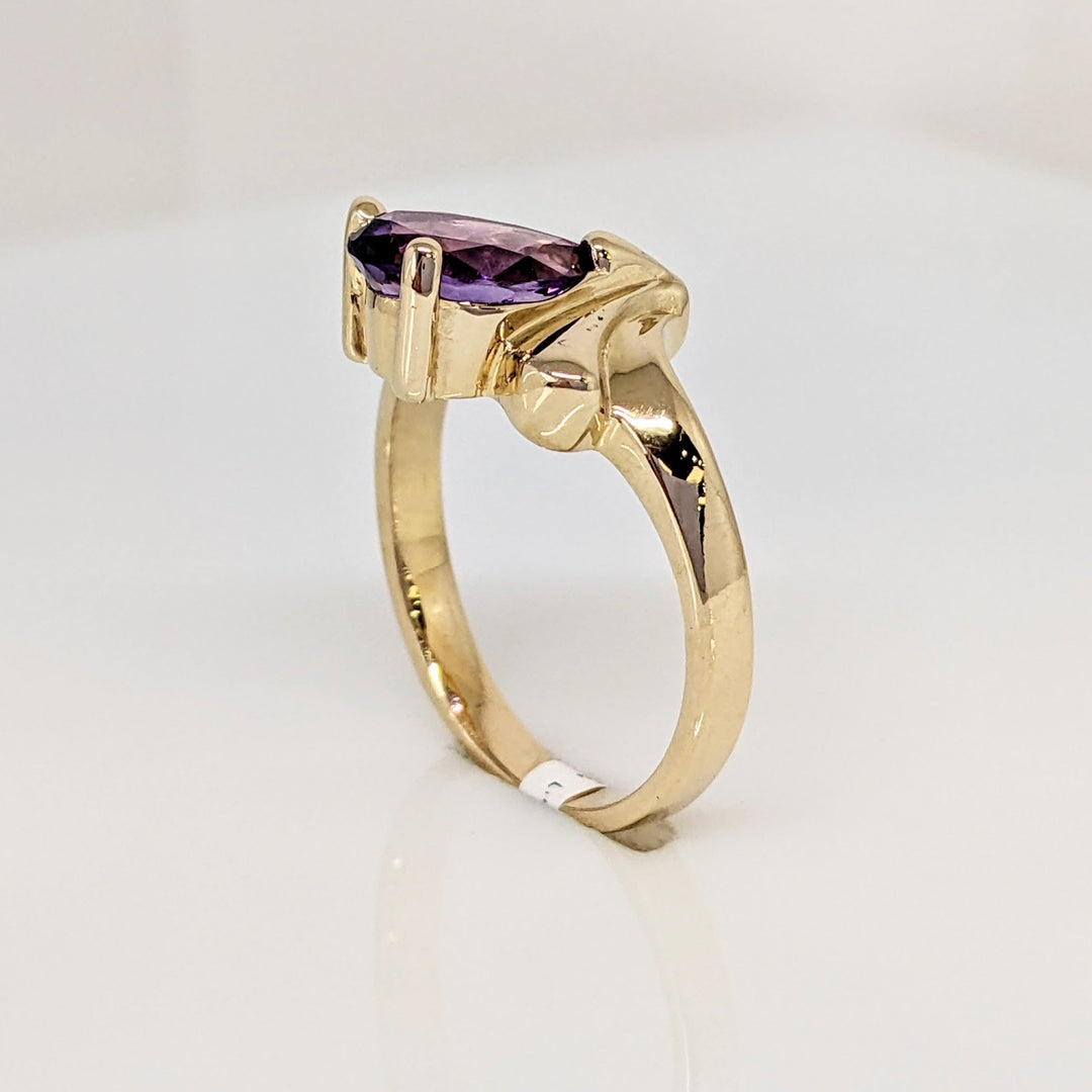 14K AMETHYST PEAR 6X8 ESTATE RING 3.4 GRAMS
