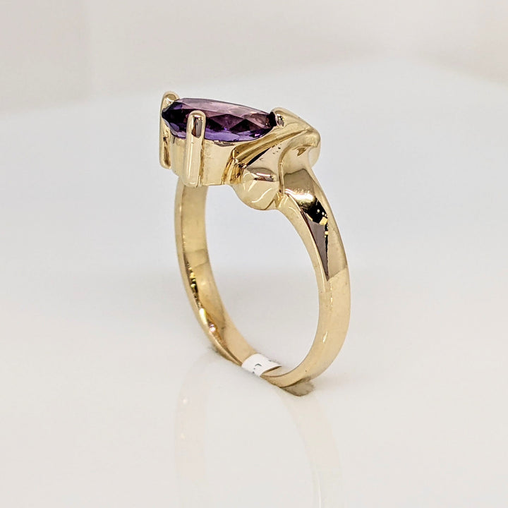 14K AMETHYST PEAR 6X8 ESTATE RING 3.4 GRAMS