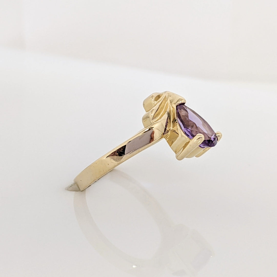 14K AMETHYST PEAR 6X8 ESTATE RING 3.4 GRAMS