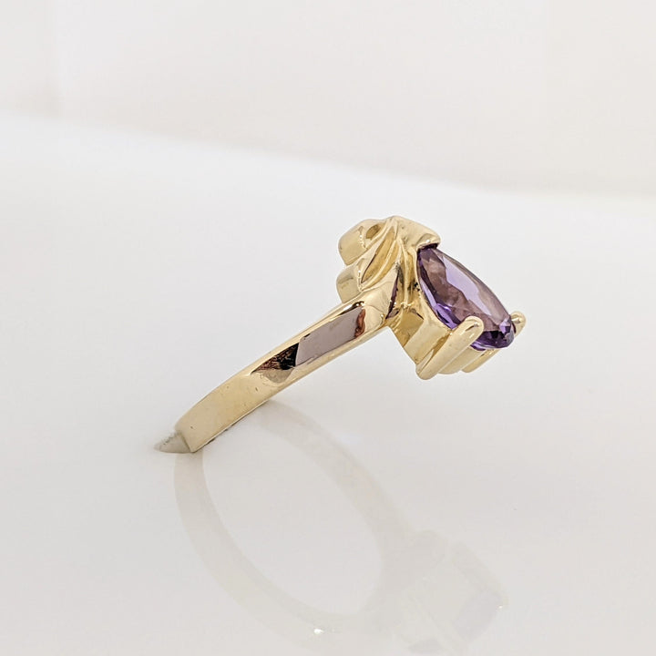 14K AMETHYST PEAR 6X8 ESTATE RING 3.4 GRAMS