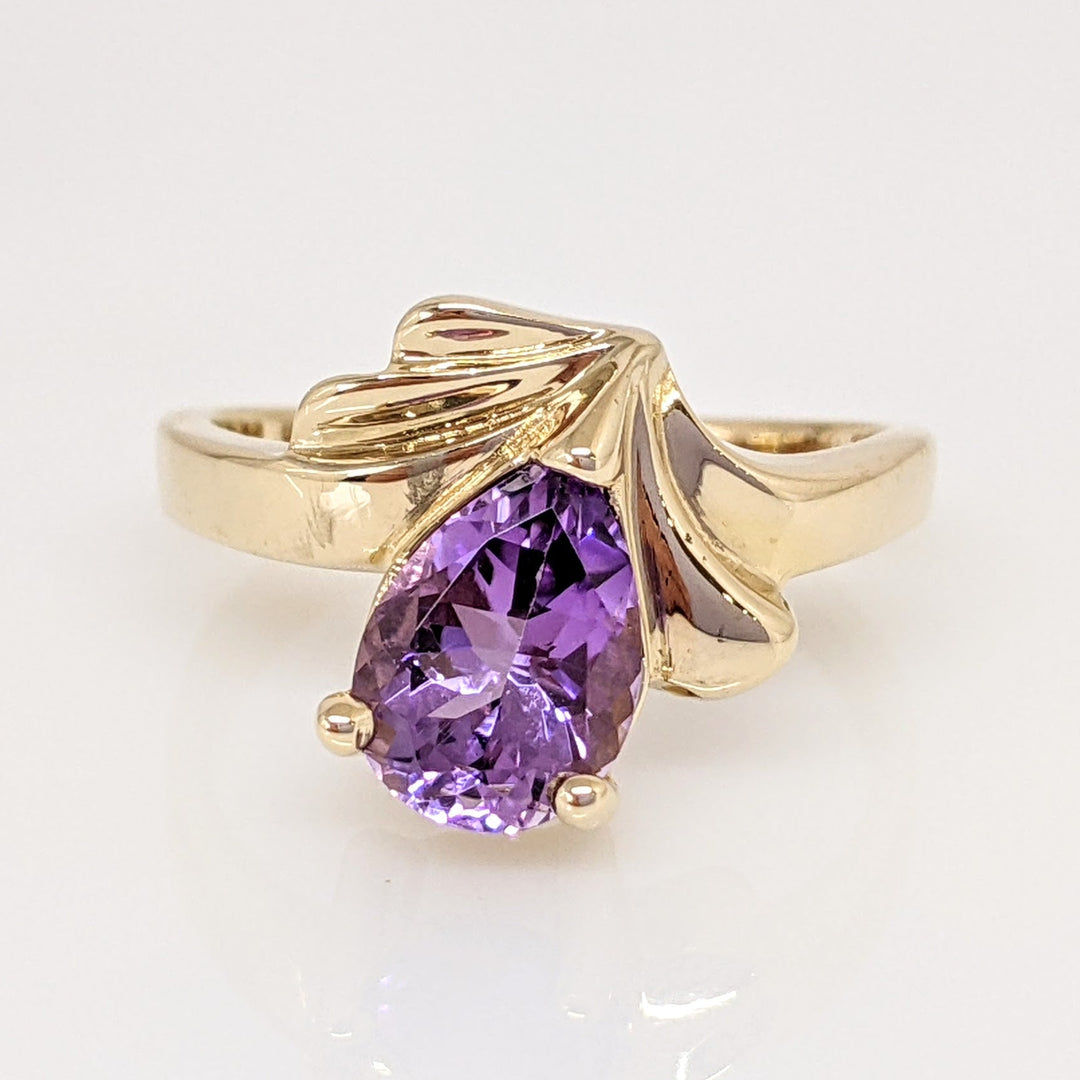 14K AMETHYST PEAR 6X8 ESTATE RING 3.4 GRAMS
