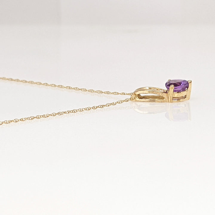 10K AMETHYST HEART 5MM WITH (2) CUBIC ZIRCONIA ESTATE PENDANT & CHAIN 1.0 GRAMS