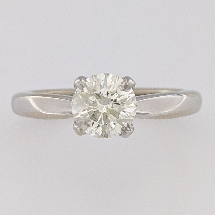 14K WHITE 1.01 CARAT TOTAL I1 L DIAMOND ROUND ESTATE SOLITAIRE RING 4.4 GRAMS