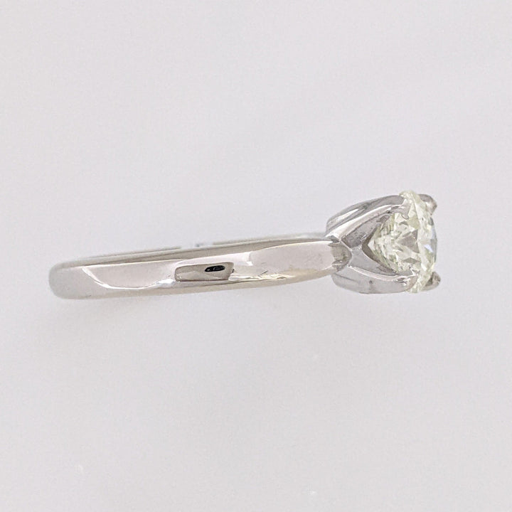 14K WHITE 1.01 CARAT TOTAL I1 L DIAMOND ROUND ESTATE SOLITAIRE RING 4.4 GRAMS