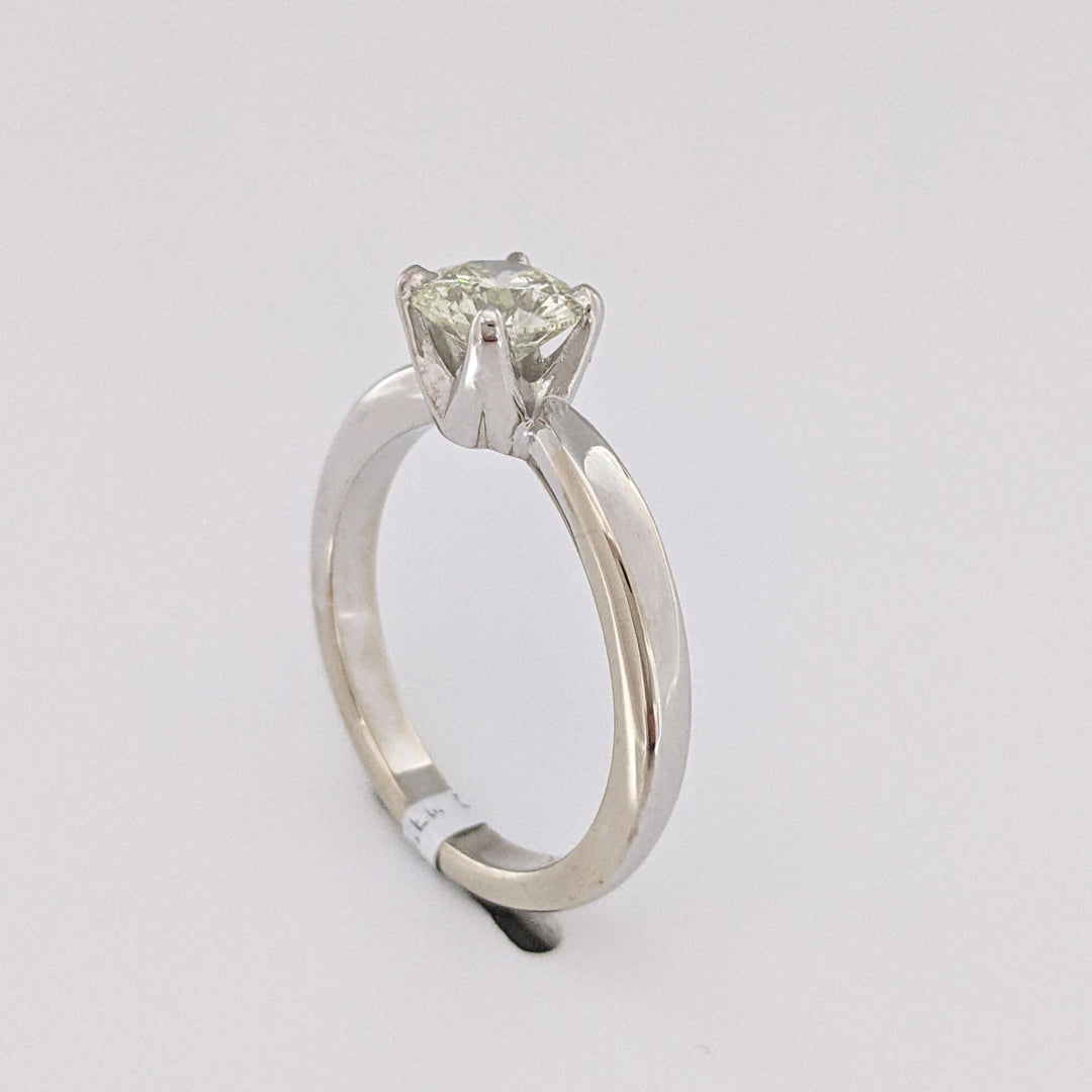 14K WHITE 1.01 CARAT TOTAL I1 L DIAMOND ROUND ESTATE SOLITAIRE RING 4.4 GRAMS