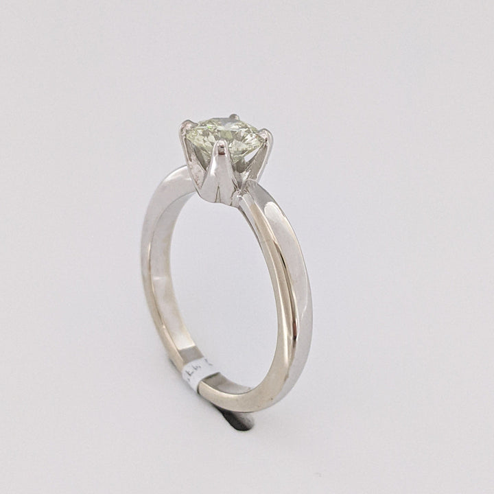 14K WHITE 1.01 CARAT TOTAL I1 L DIAMOND ROUND ESTATE SOLITAIRE RING 4.4 GRAMS