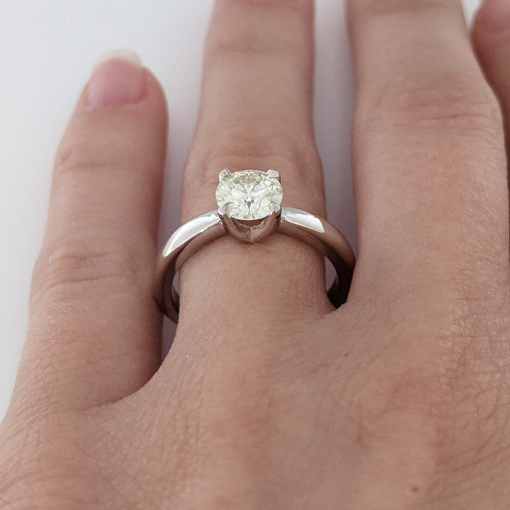 14K WHITE 1.01 CARAT TOTAL I1 L DIAMOND ROUND ESTATE SOLITAIRE RING 4.4 GRAMS