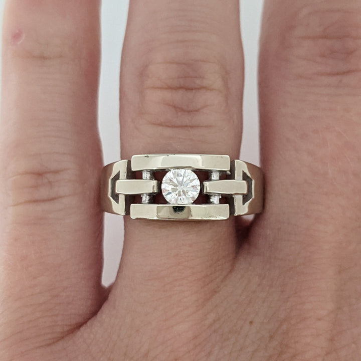 14K WHITE .34 CARAT TOTAL VS1 G DIAMOND ROUND TENSION OPEN TOP ESTATE RING 6.7 GRAMS