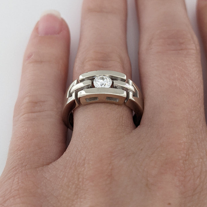 14K WHITE .34 CARAT TOTAL VS1 G DIAMOND ROUND TENSION OPEN TOP ESTATE RING 6.7 GRAMS