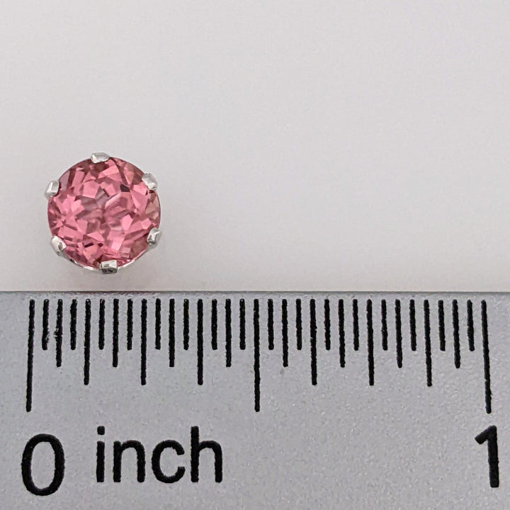 14K WHITE PINK TOURMALINE ROUND 6MM ESTATE STUD EARRINGS 1.5 GRAMS