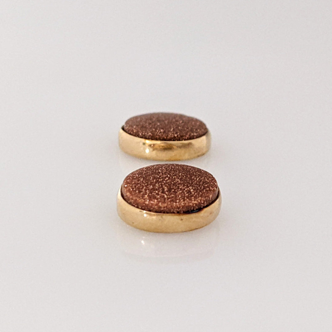 14K GOLD STONE OVAL 6X8 ESTATE BEZEL STUD EARRINGS 1.3 GRAMS
