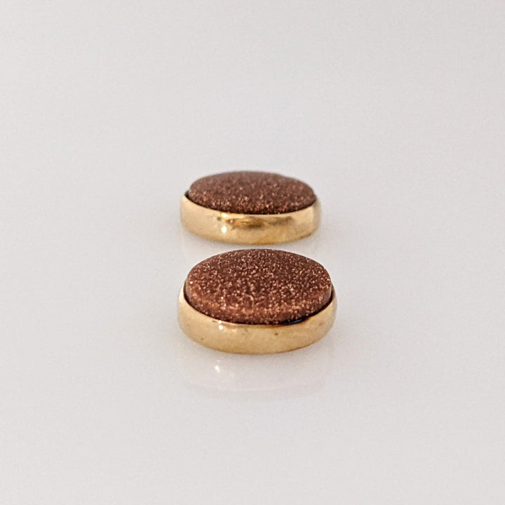 14K GOLD STONE OVAL 6X8 ESTATE BEZEL STUD EARRINGS 1.3 GRAMS
