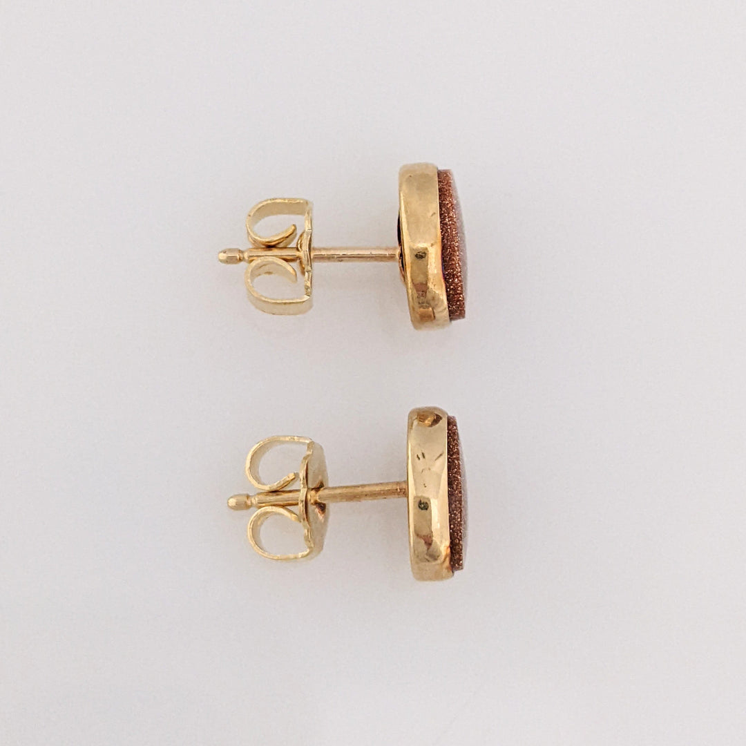14K GOLD STONE OVAL 6X8 ESTATE BEZEL STUD EARRINGS 1.3 GRAMS