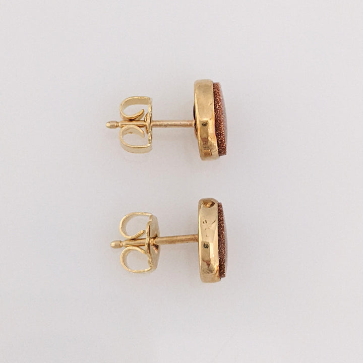 14K GOLD STONE OVAL 6X8 ESTATE BEZEL STUD EARRINGS 1.3 GRAMS