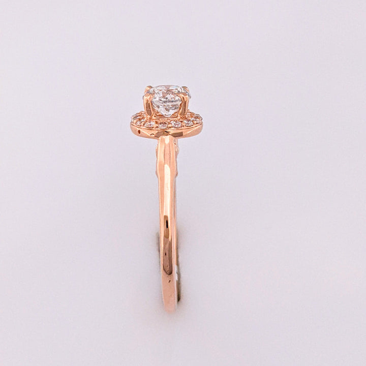 14K ROSE 1.03 CARAT TOTAL WEIGHT I1 G DIAMOND ROUND (16) ESTATE HALO RING 6.2 GRAMS
