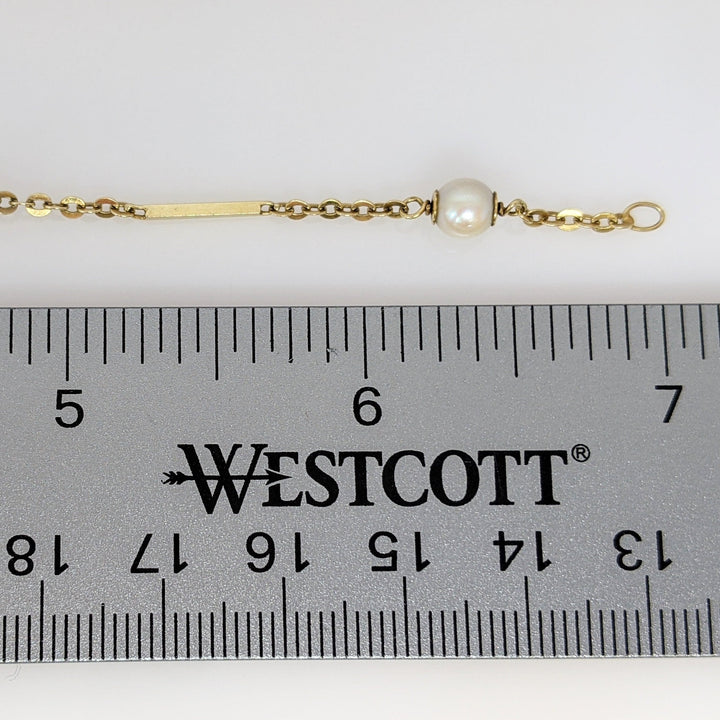 14K PEARL ROUND (4) 5MM GOLD LINK ESTATE BRACELET 2.7 GRAMS