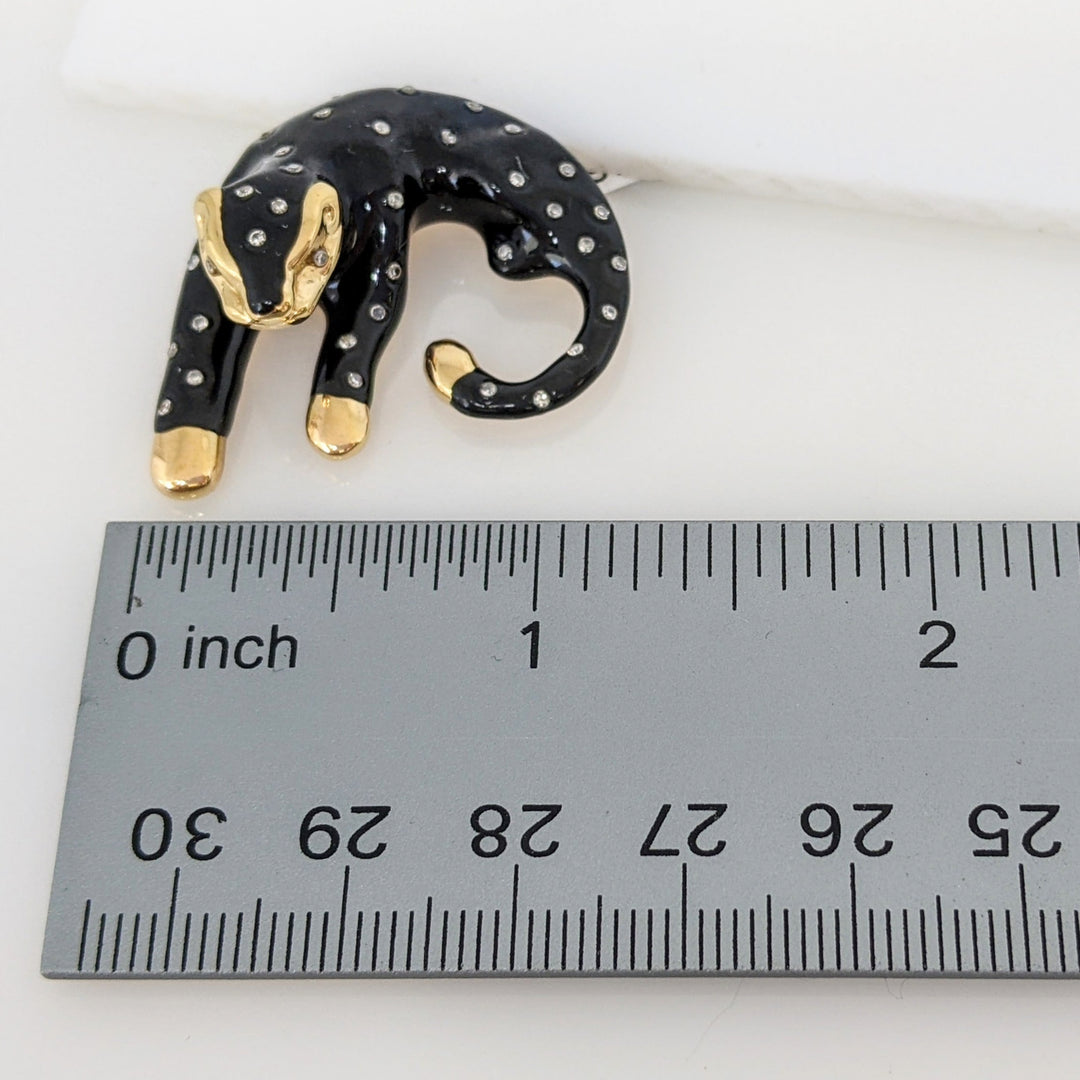14K BLACK PANTHER WITH MELEE ESTATE SLIDE PENDANT 3.6 GRAMS