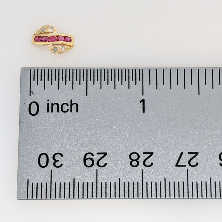 14K RUBY ROUND (10) 1.5MM WITH MELEE ESTATE EARRINGS 0.9 GRAMS