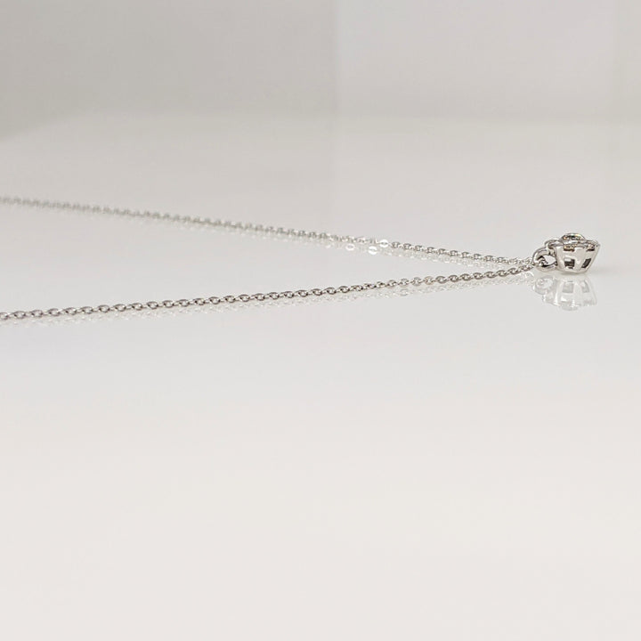 14K WHITE .10 CARAT TOTAL WEIGHT DIAMOND ROUND (8) DAINTY CLUSTER ESTATE PENDANT & CHAIN 1.1 GRAM