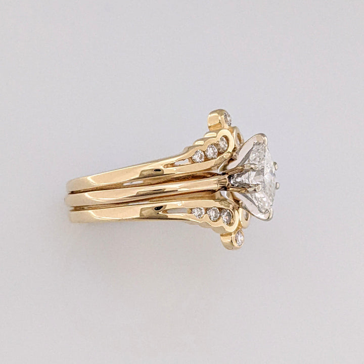 14K .82 CARAT TOTAL WEIGHT SI1-I1 H DIAMOND MARQUISE (1) ROUND (14) ESTATE RING 5.2 GRAMS