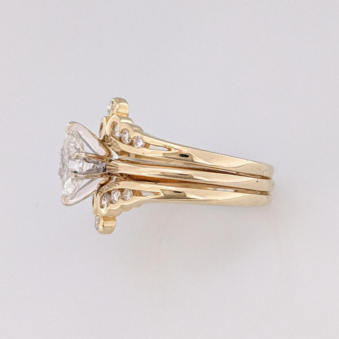 14K .82 CARAT TOTAL WEIGHT SI1-I1 H DIAMOND MARQUISE (1) ROUND (14) ESTATE RING 5.2 GRAMS