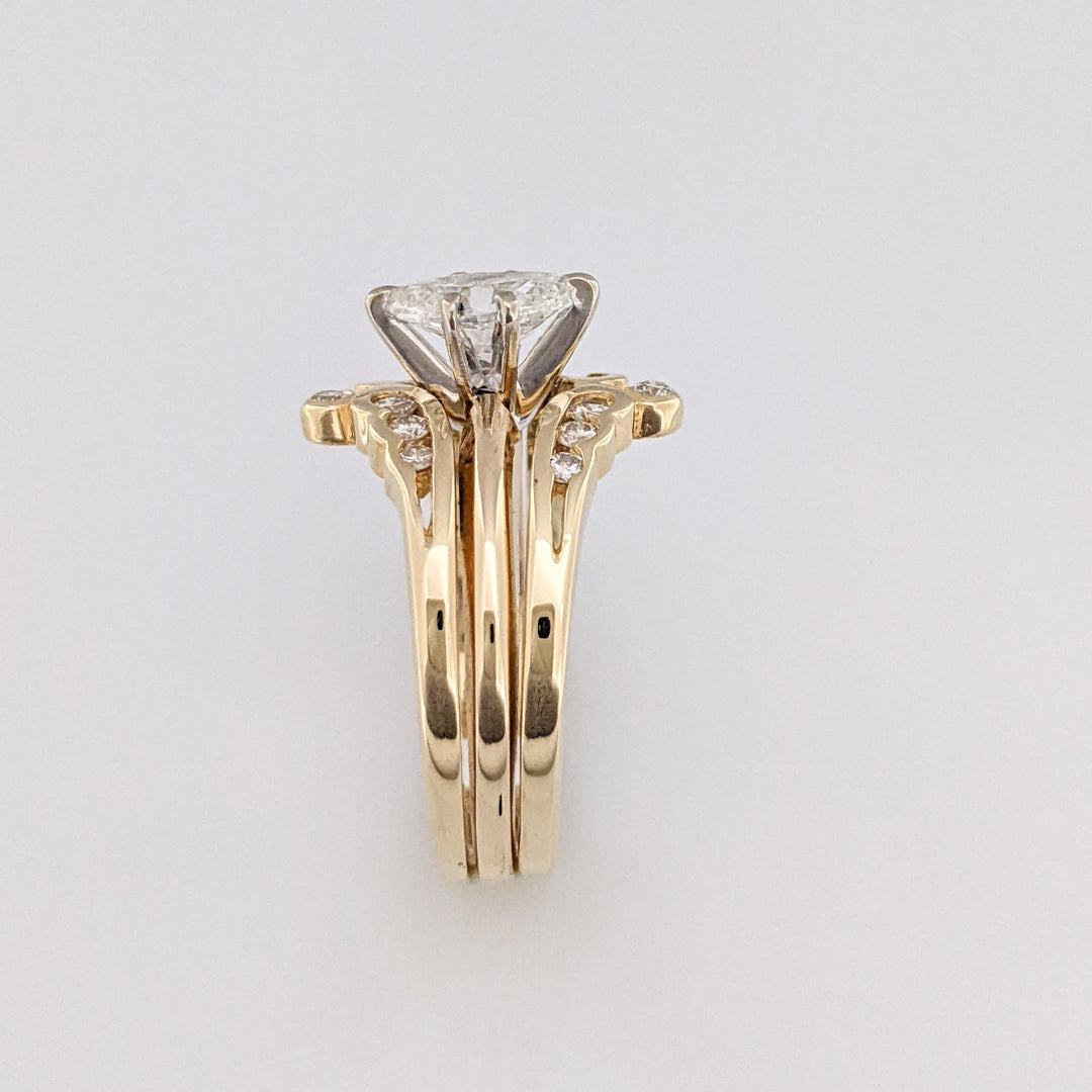 14K .82 CARAT TOTAL WEIGHT SI1-I1 H DIAMOND MARQUISE (1) ROUND (14) ESTATE RING 5.2 GRAMS