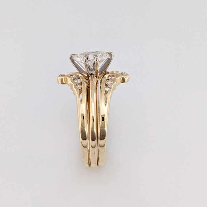 14K .82 CARAT TOTAL WEIGHT SI1-I1 H DIAMOND MARQUISE (1) ROUND (14) ESTATE RING 5.2 GRAMS
