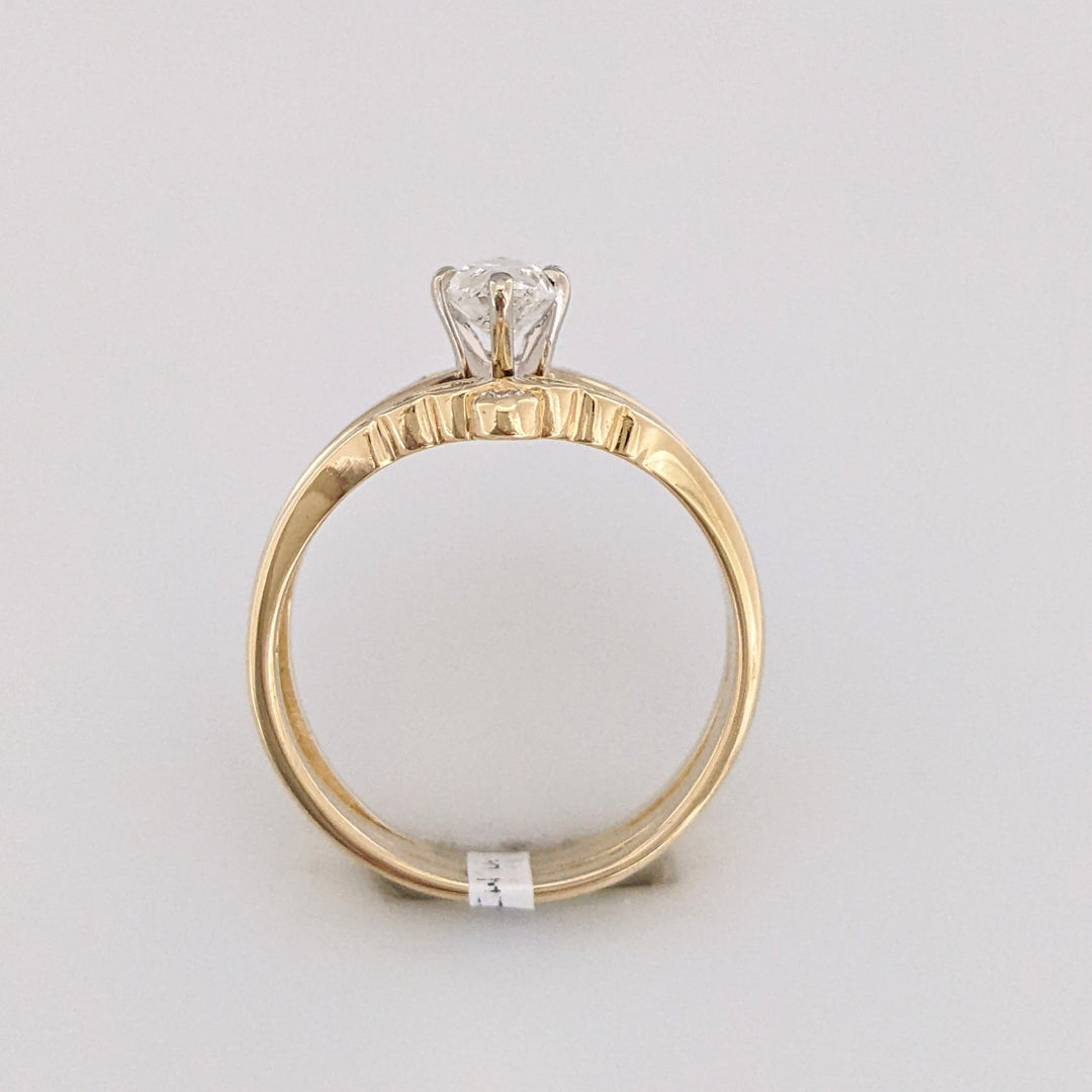 14K .82 CARAT TOTAL WEIGHT SI1-I1 H DIAMOND MARQUISE (1) ROUND (14) ESTATE RING 5.2 GRAMS
