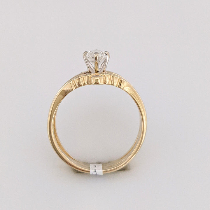 14K .82 CARAT TOTAL WEIGHT SI1-I1 H DIAMOND MARQUISE (1) ROUND (14) ESTATE RING 5.2 GRAMS