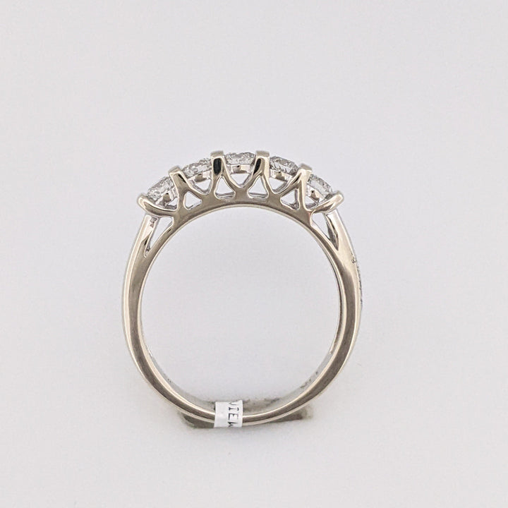 14K WHITE .40 CARAT TOTAL WEIGHT SI2 H DIAMOND ROUND (5) BAR SET ESTATE BAND 3.7 GRAMS
