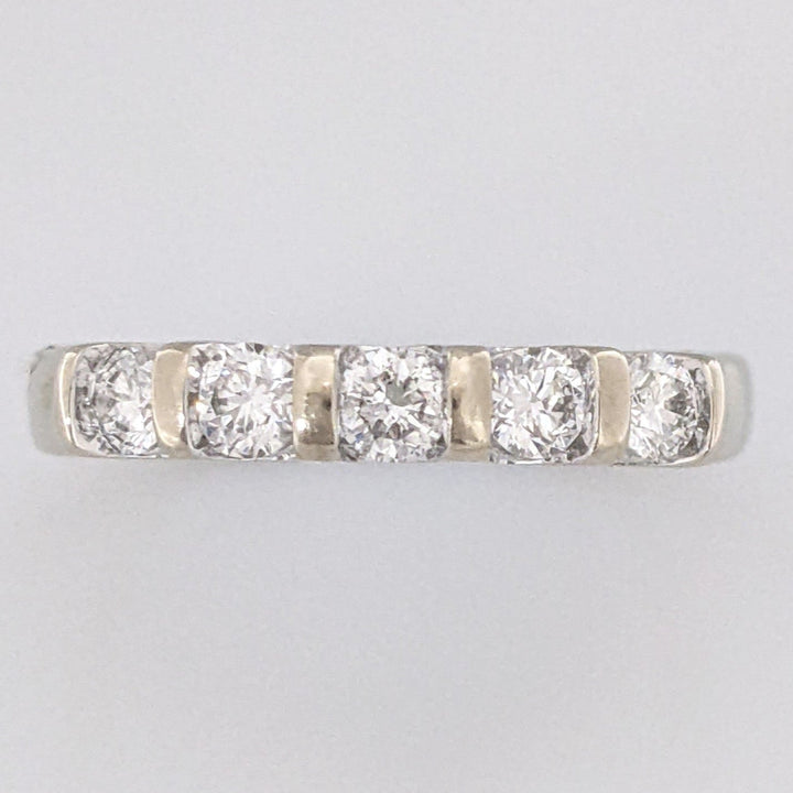 14K WHITE .40 CARAT TOTAL WEIGHT SI2 H DIAMOND ROUND (5) BAR SET ESTATE BAND 3.7 GRAMS