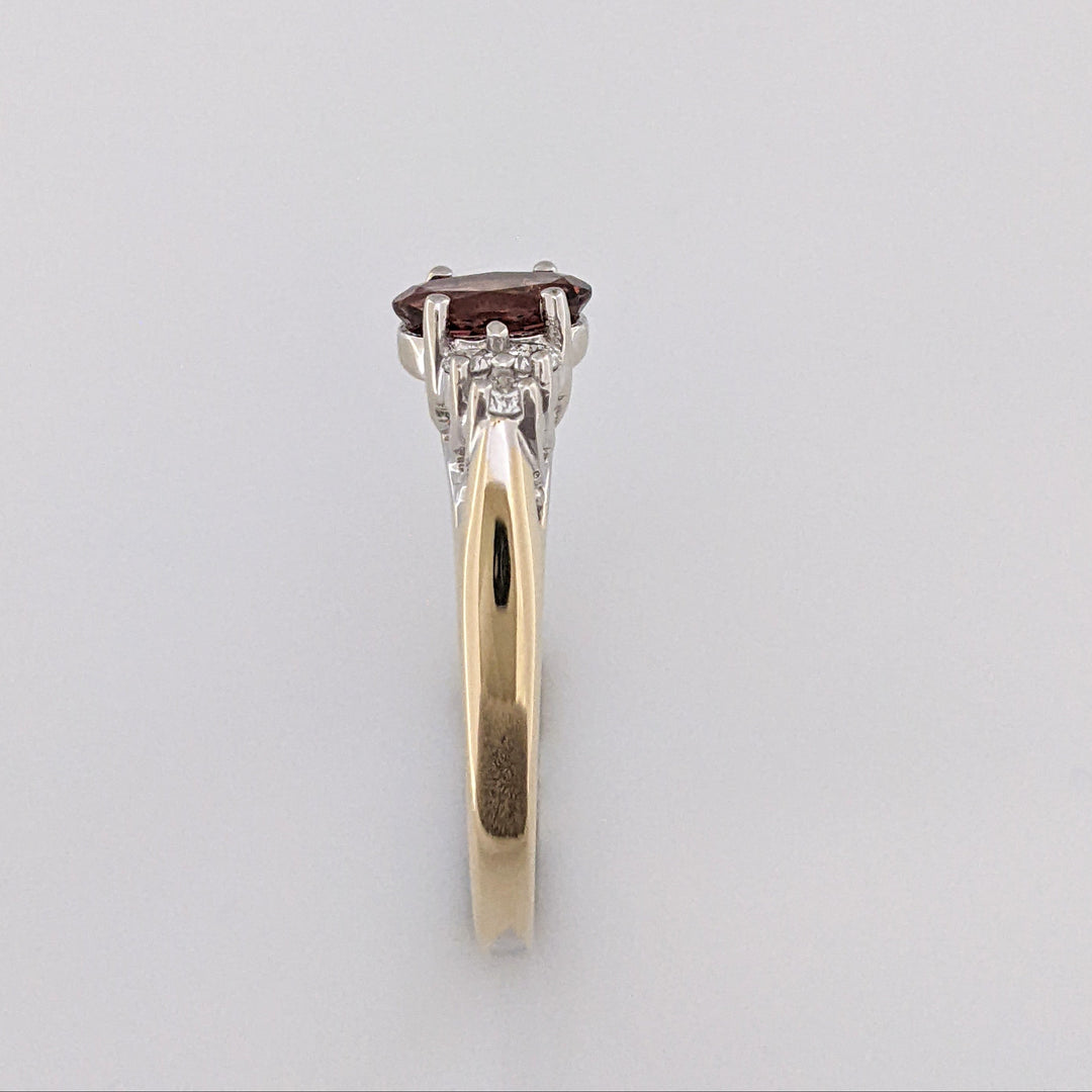 14K TOURMALINE OVAL 5X7 WITH (6) MELEE ESTATE RING 3.4 GRAMS