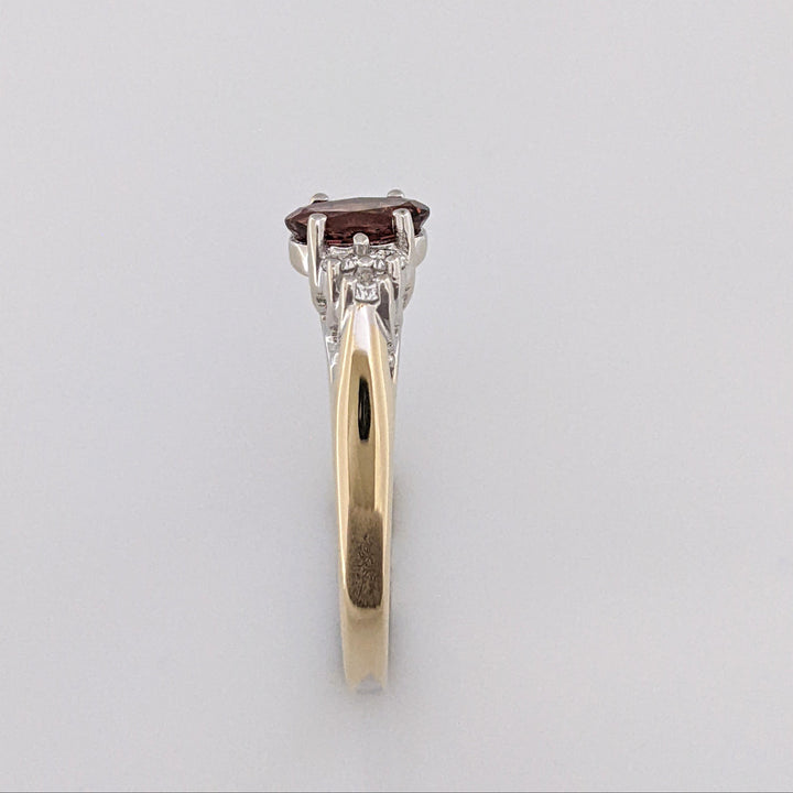 14K TOURMALINE OVAL 5X7 WITH (6) MELEE ESTATE RING 3.4 GRAMS