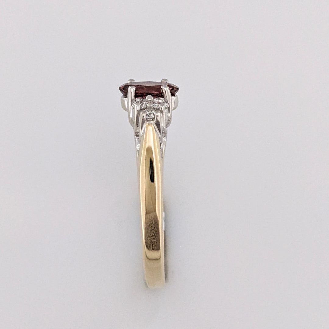 14K TOURMALINE OVAL 5X7 WITH (6) MELEE ESTATE RING 3.4 GRAMS