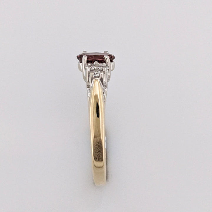14K TOURMALINE OVAL 5X7 WITH (6) MELEE ESTATE RING 3.4 GRAMS
