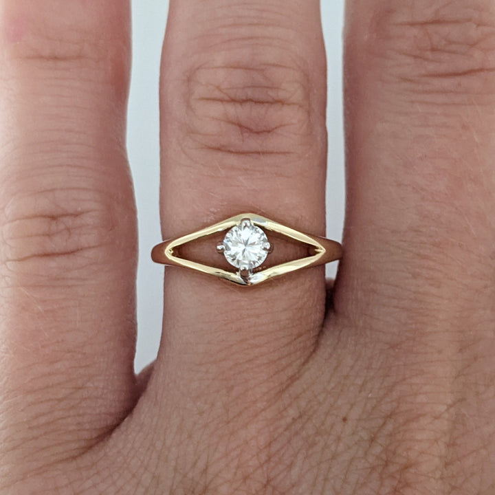 14K .20 CARAT TOTAL SI2 H DAMOND ROUND OPEN TOP ESTATE RING 2.0 GRAMS