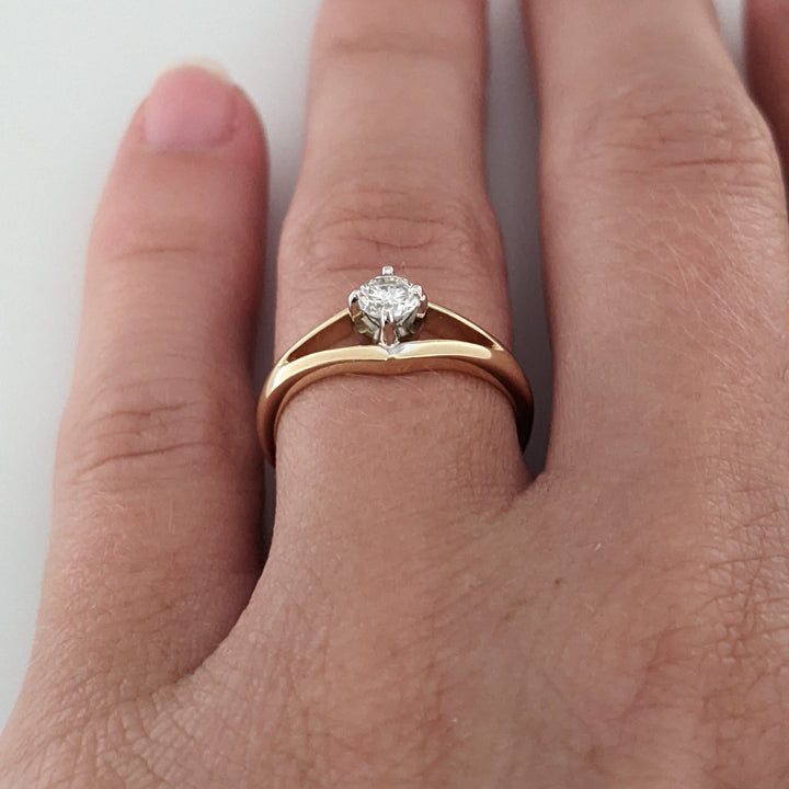 14K .20 CARAT TOTAL SI2 H DAMOND ROUND OPEN TOP ESTATE RING 2.0 GRAMS