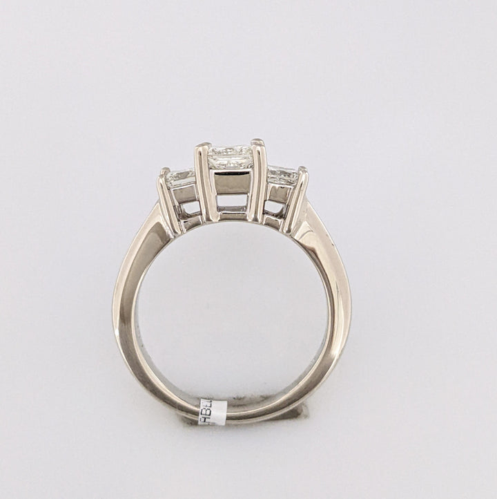 14K WHITE 1.51 CARAT TOTAL WEIGHT VS2 I-J DIAMOND PRINCESS CUT (9) ESTATE TRINITY RING 5.1 GRAMS