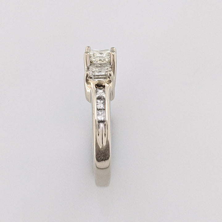 14K WHITE 1.51 CARAT TOTAL WEIGHT VS2 I-J DIAMOND PRINCESS CUT (9) ESTATE TRINITY RING 5.1 GRAMS