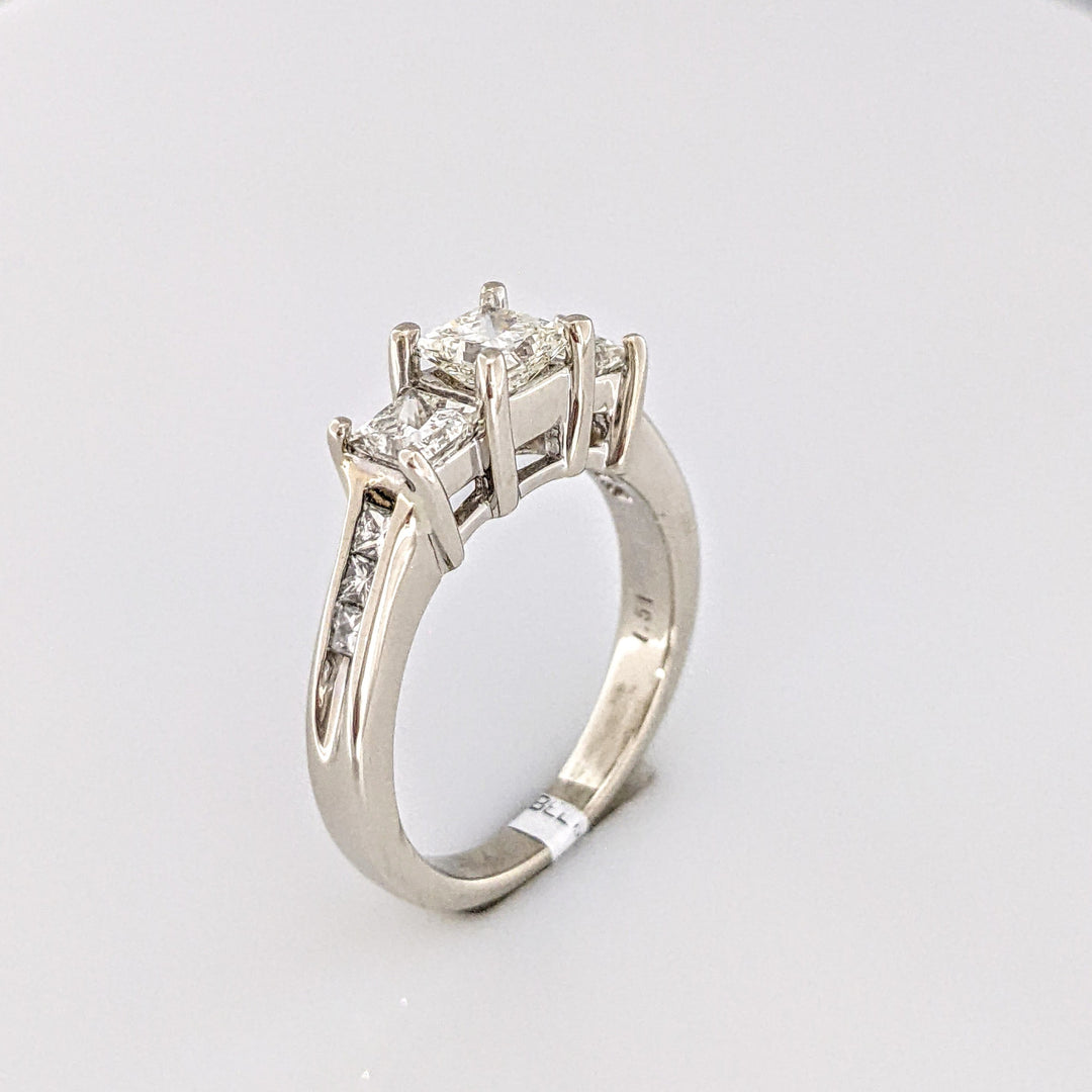 14K WHITE 1.51 CARAT TOTAL WEIGHT VS2 I-J DIAMOND PRINCESS CUT (9) ESTATE TRINITY RING 5.1 GRAMS