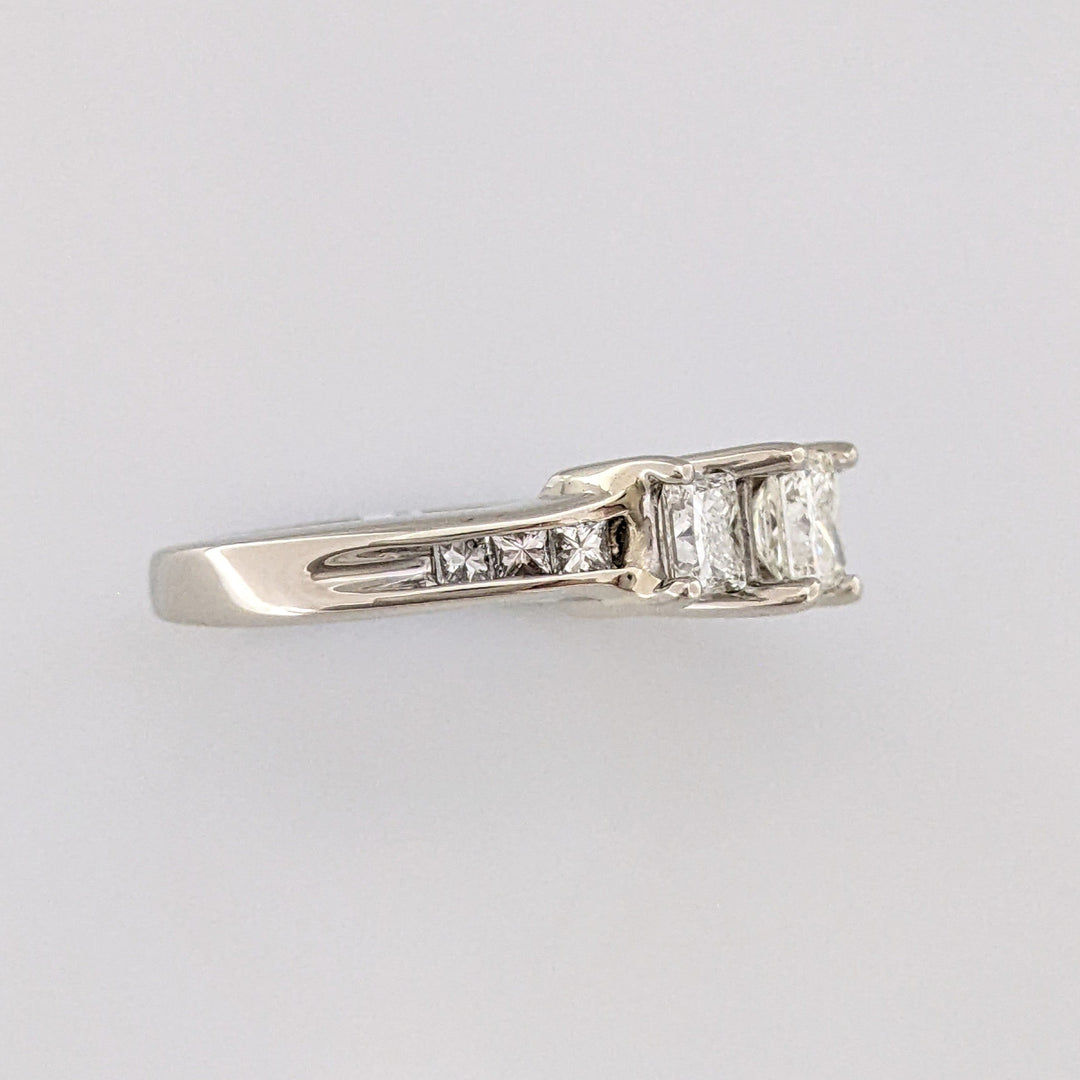 14K WHITE 1.51 CARAT TOTAL WEIGHT VS2 I-J DIAMOND PRINCESS CUT (9) ESTATE TRINITY RING 5.1 GRAMS