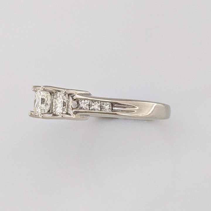 14K WHITE 1.51 CARAT TOTAL WEIGHT VS2 I-J DIAMOND PRINCESS CUT (9) ESTATE TRINITY RING 5.1 GRAMS