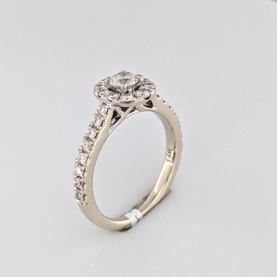 14K WHITE .62 CARAT TOTAL WEIGHT I1 G DIAMOND ROUND (27) " FIRST LIGHT" ESTATE RING 3.5 GRAMS