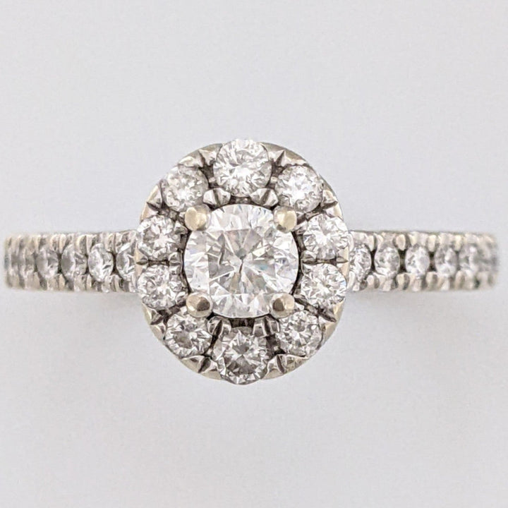 14K WHITE .62 CARAT TOTAL WEIGHT I1 G DIAMOND ROUND (27) " FIRST LIGHT" ESTATE RING 3.5 GRAMS