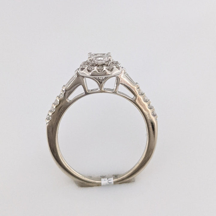 14K WHITE .80 CARAT TOTAL WEIGHT SI1 H-I DIAMOND TRILLION (6) ROUND (22) ESTATE RING 3.6 GRAMS
