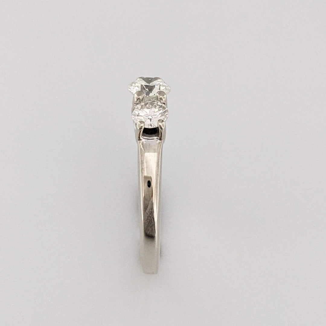 14K WHITE 1.01 CARAT TOTAL WEIGHT SI2 I DIAMOND ROUND (3) ESTATE TRINITY RING 3.9 GRAMS