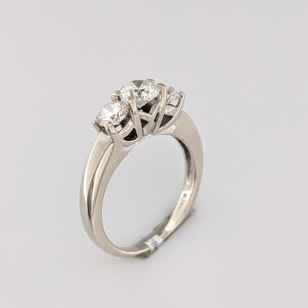 14K WHITE 1.01 CARAT TOTAL WEIGHT SI2 I DIAMOND ROUND (3) ESTATE TRINITY RING 3.9 GRAMS