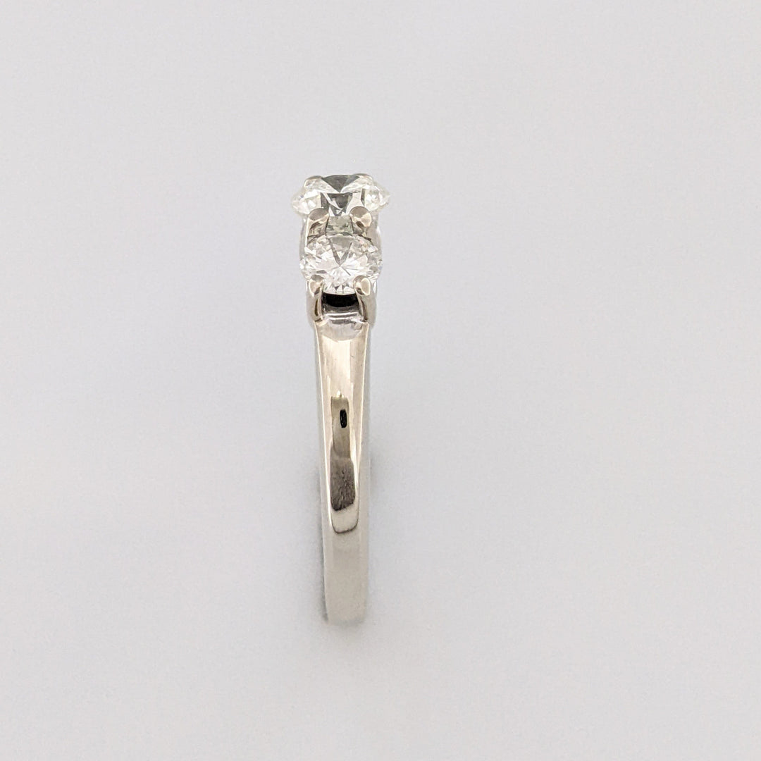 14K WHITE 1.01 CARAT TOTAL WEIGHT SI2 I DIAMOND ROUND (3) ESTATE TRINITY RING 3.9 GRAMS